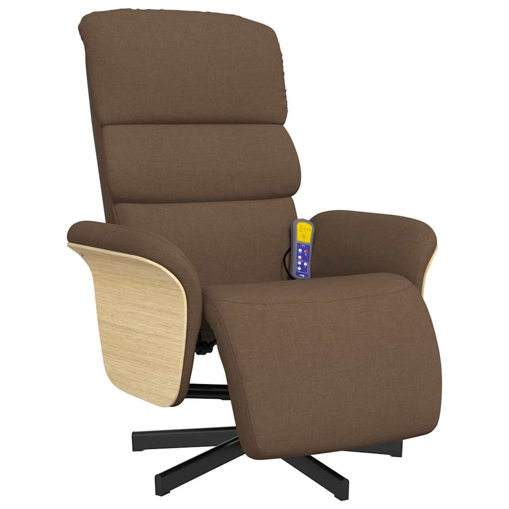 vidaXL Massagesessel mit Fußteil Braun Stoff