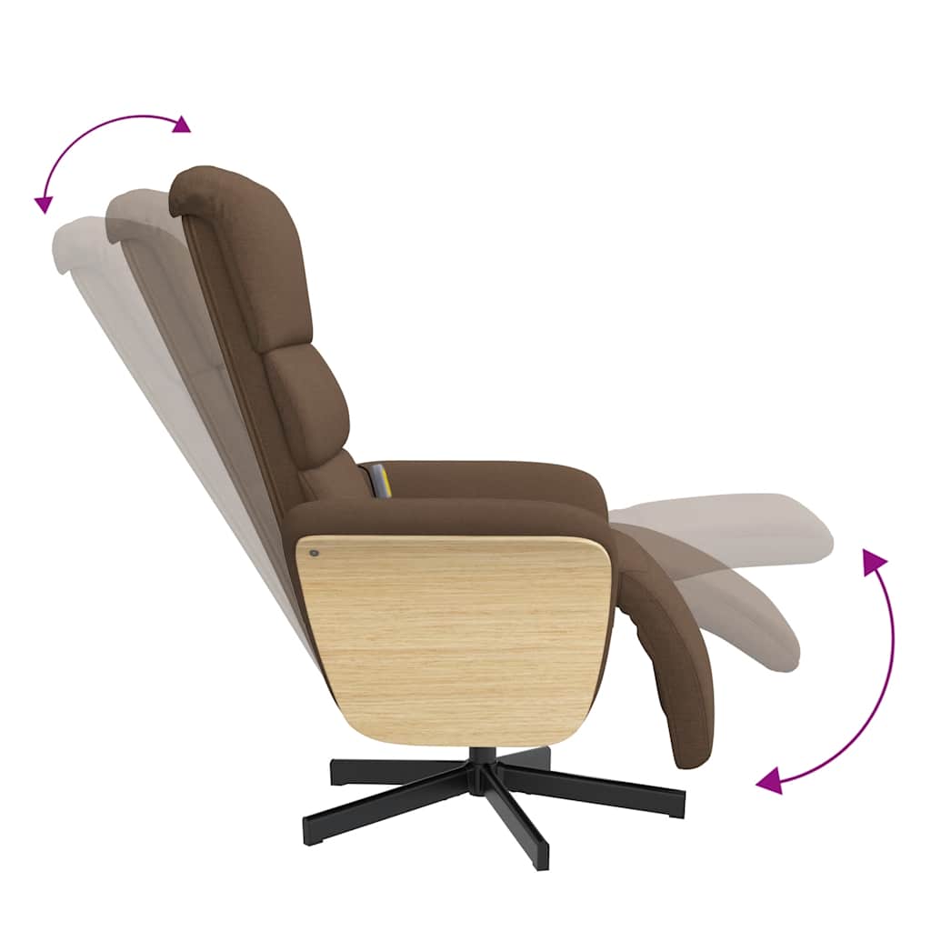 vidaXL Massagesessel mit Fußteil Braun Stoff