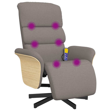 vidaXL Massagesessel mit Fußteil Taupe Stoff