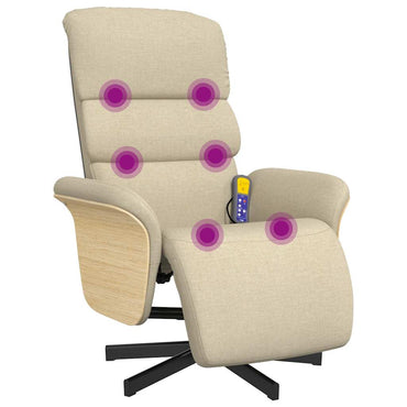 vidaXL Massagesessel mit Fußteil Creme Stoff