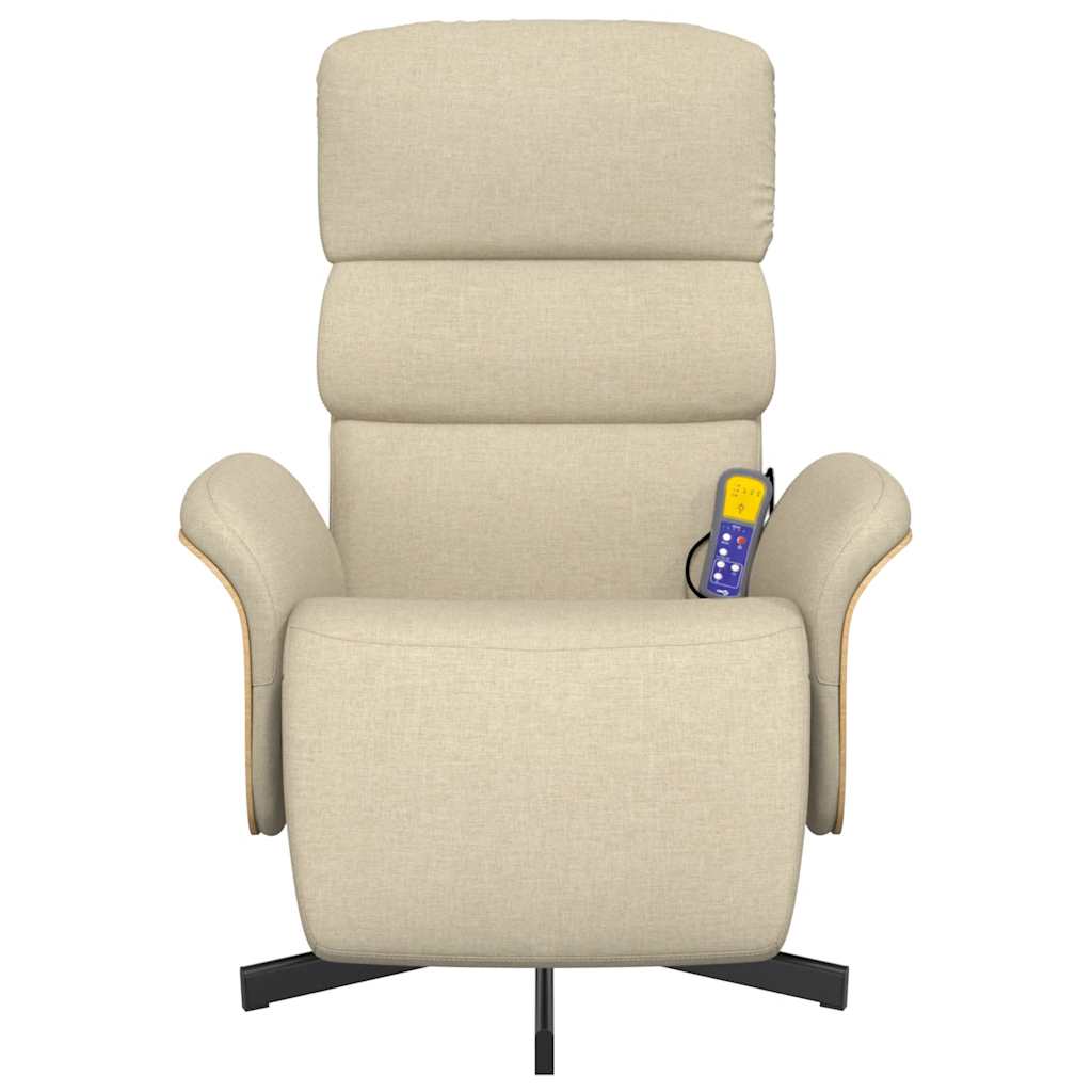 vidaXL Massagesessel mit Fußteil Creme Stoff