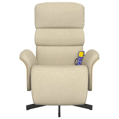 vidaXL Massagesessel mit Fußteil Creme Stoff