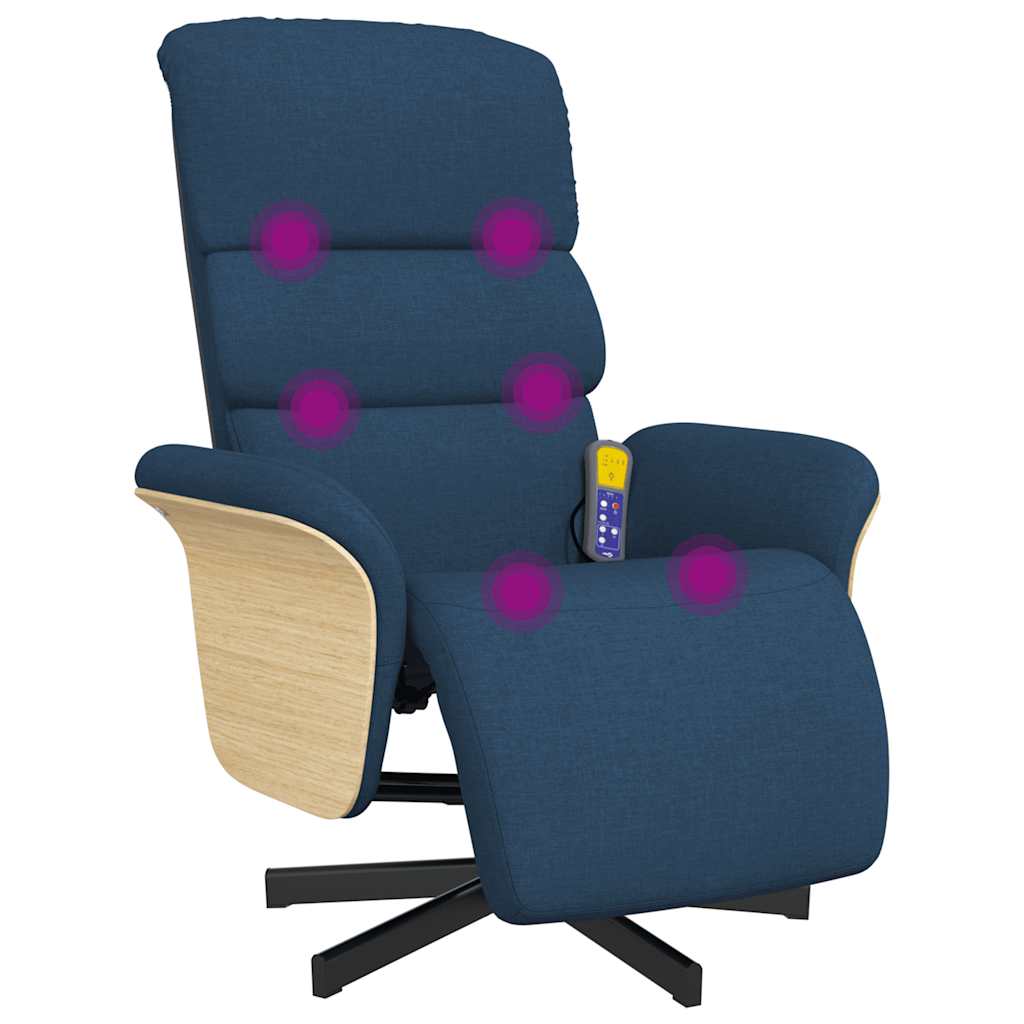 vidaXL Massagesessel mit Fußteil Blau Stoff