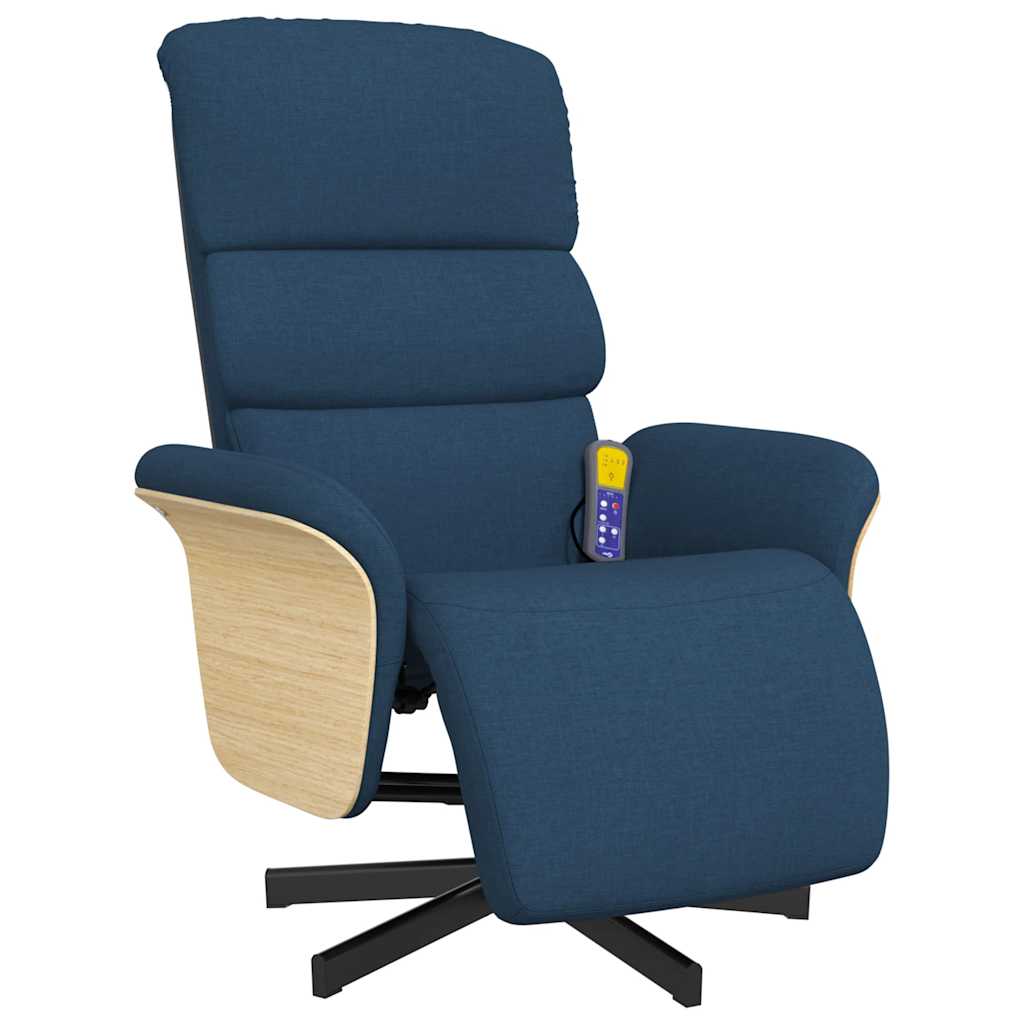 vidaXL Massagesessel mit Fußteil Blau Stoff
