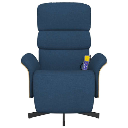 vidaXL Massagesessel mit Fußteil Blau Stoff