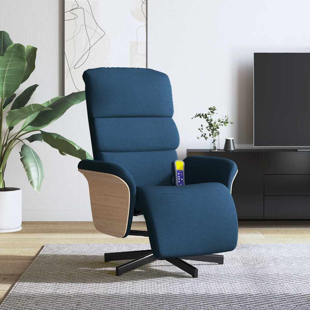 vidaXL Massagesessel mit Fußteil Blau Stoff