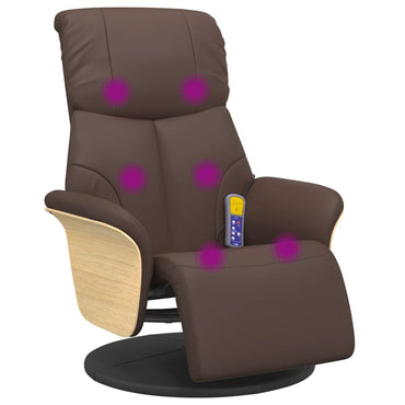 vidaXL Massagesessel mit Fußteil Braun Kunstleder