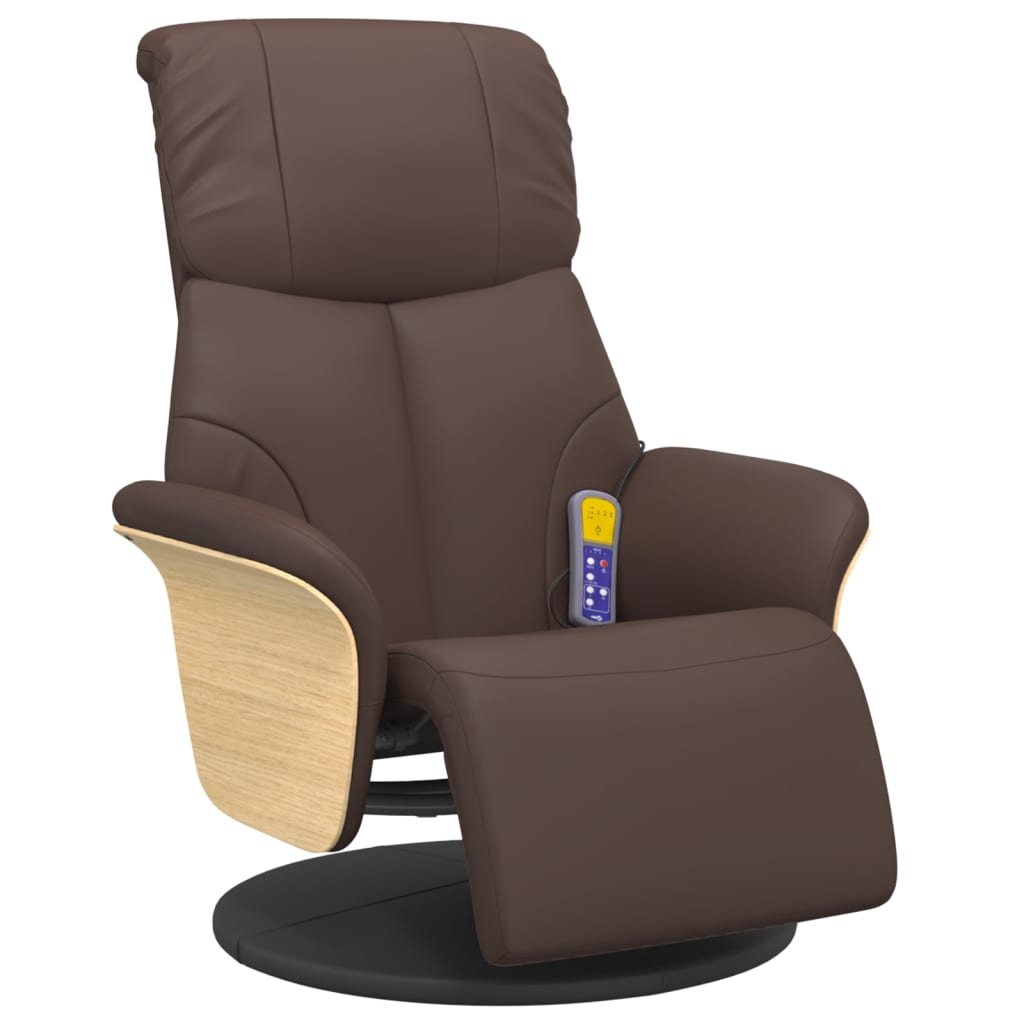 vidaXL Massagesessel mit Fußteil Braun Kunstleder