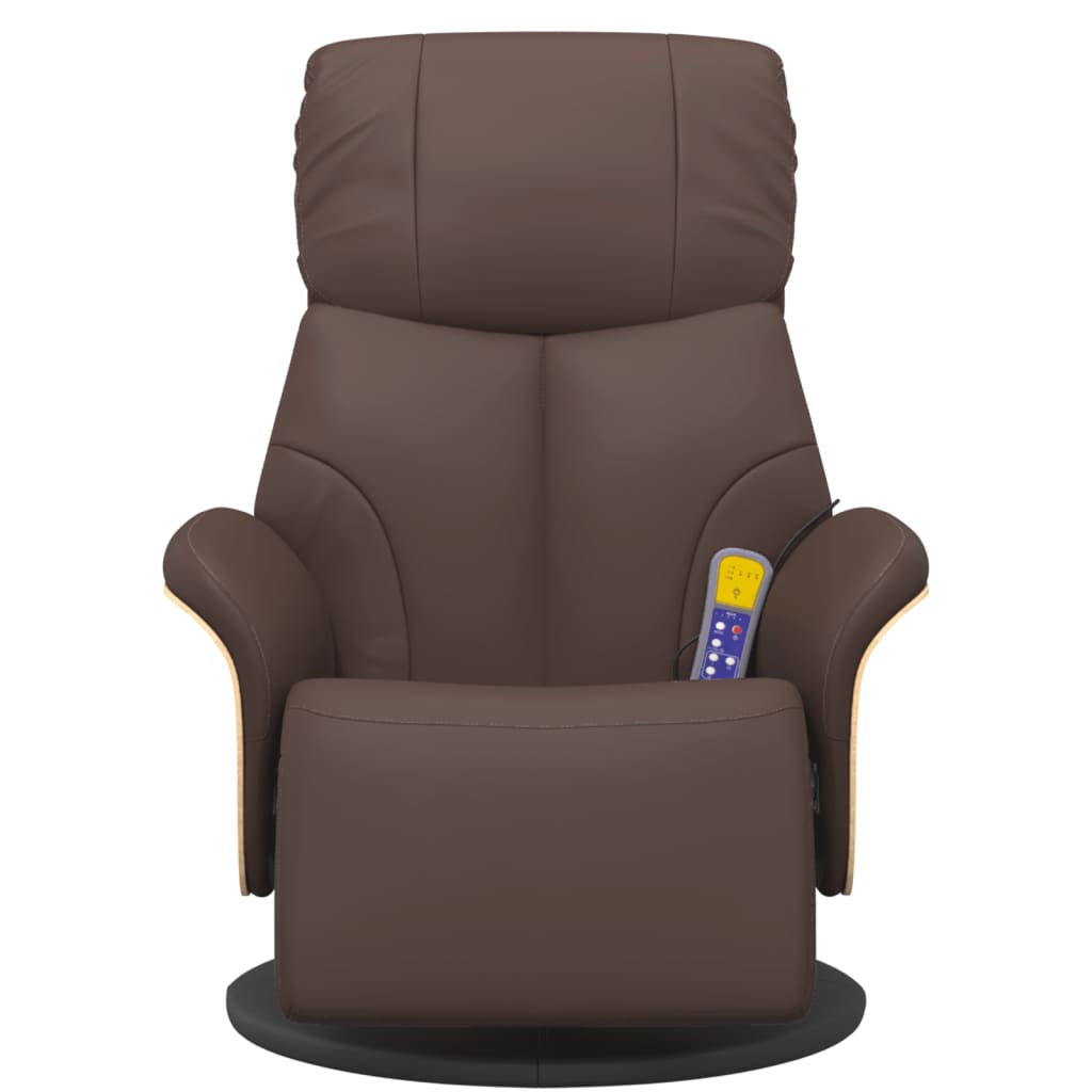 vidaXL Massagesessel mit Fußteil Braun Kunstleder