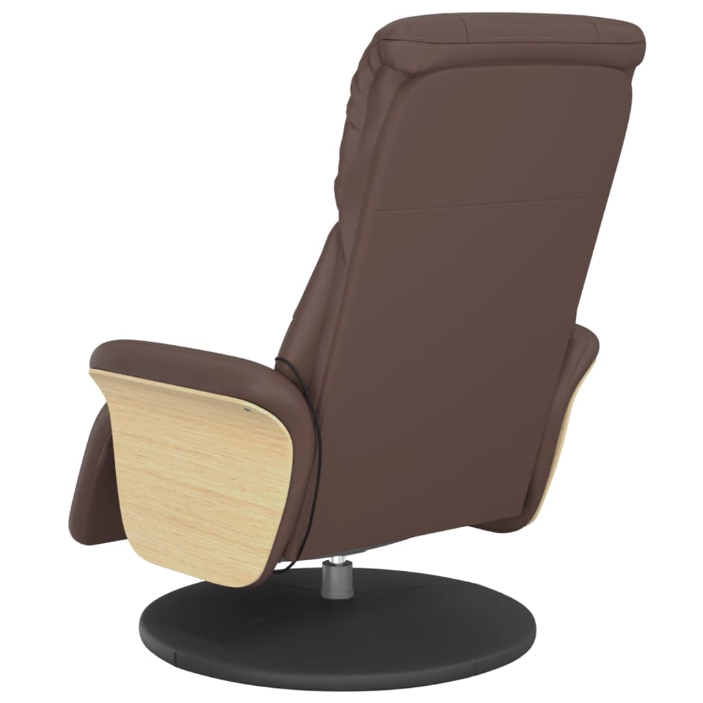 vidaXL Massagesessel mit Fußteil Braun Kunstleder