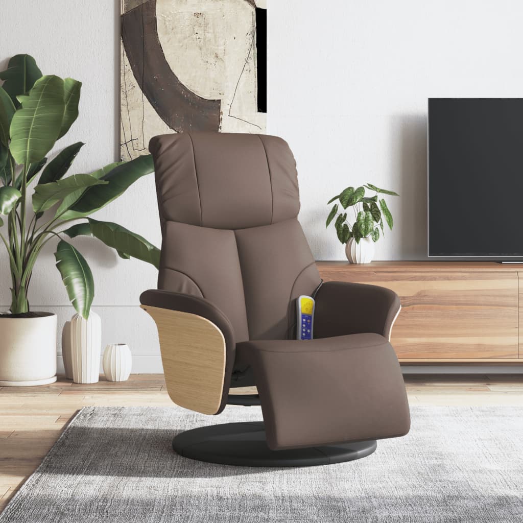 vidaXL Massagesessel mit Fußteil Braun Kunstleder