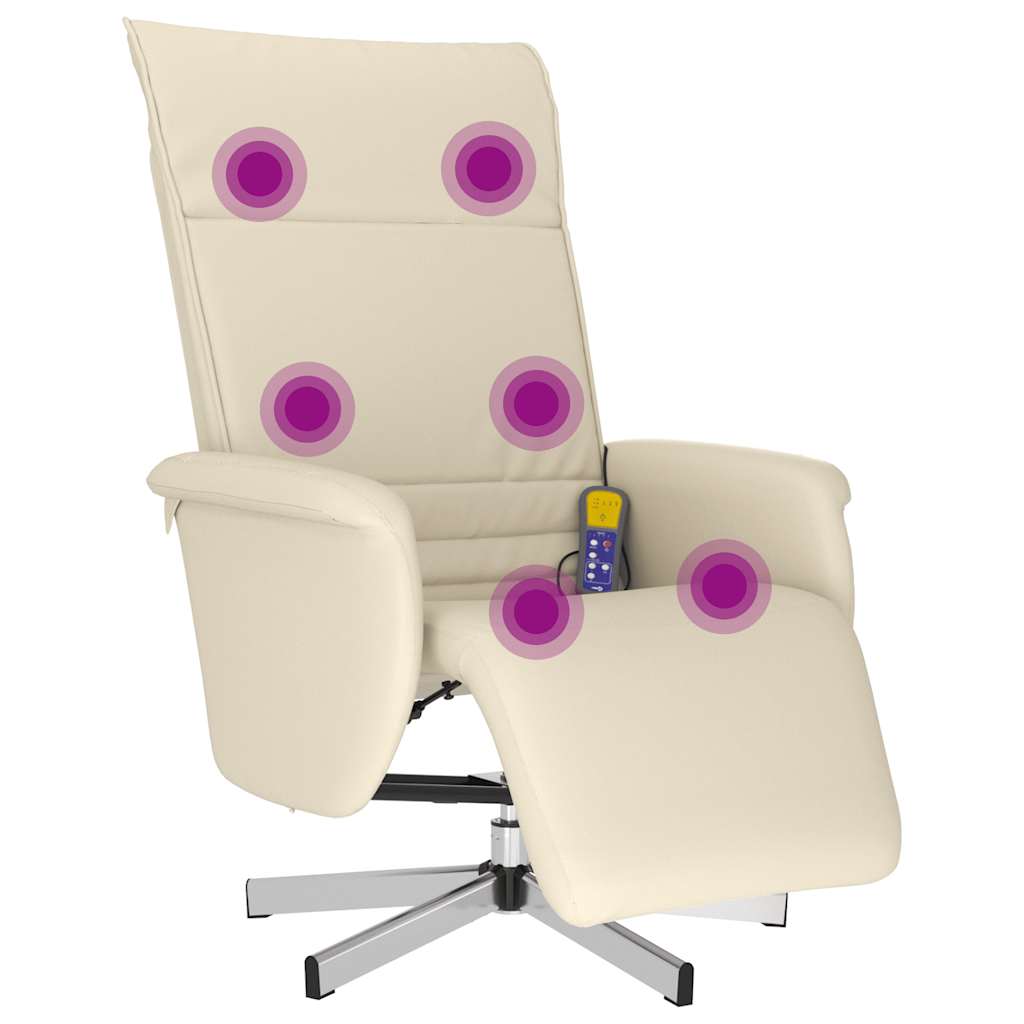 vidaXL Massagesessel mit Fußteil Creme Kunstleder