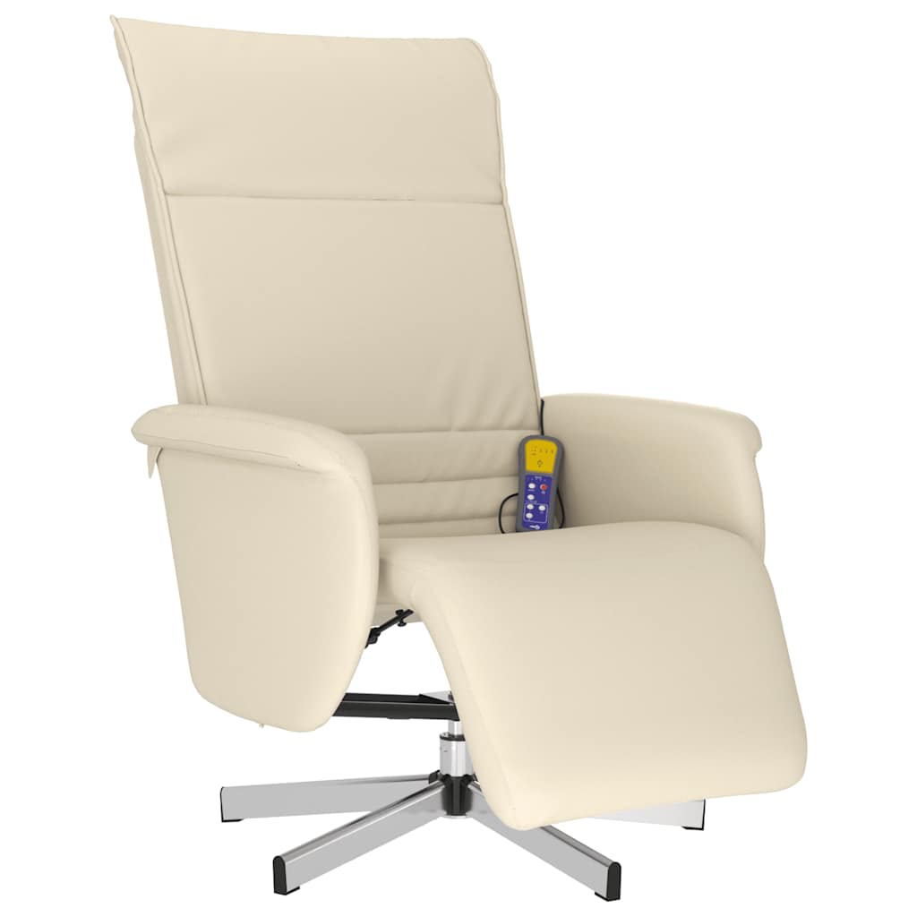 vidaXL Massagesessel mit Fußteil Creme Kunstleder