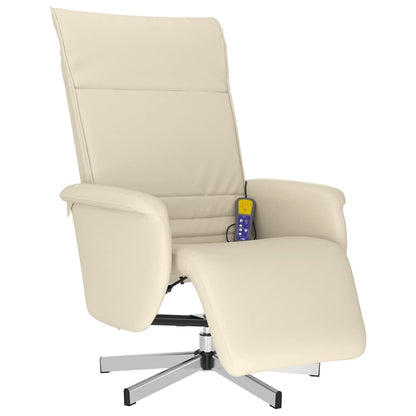 vidaXL Massagesessel mit Fußteil Creme Kunstleder