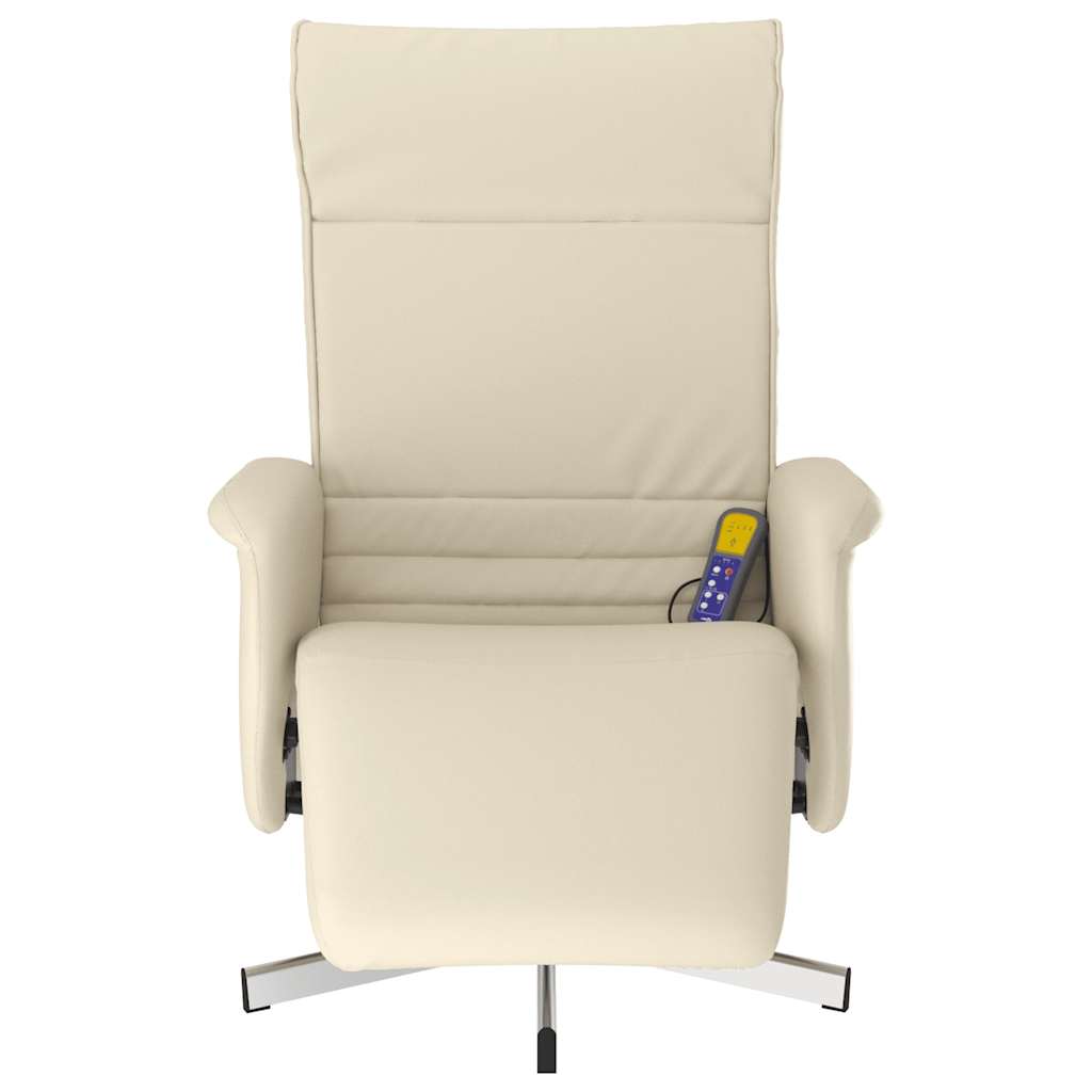 vidaXL Massagesessel mit Fußteil Creme Kunstleder