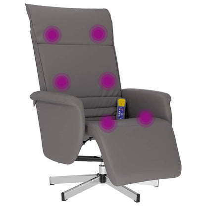 vidaXL Massagesessel mit Fußteil Grau Kunstleder