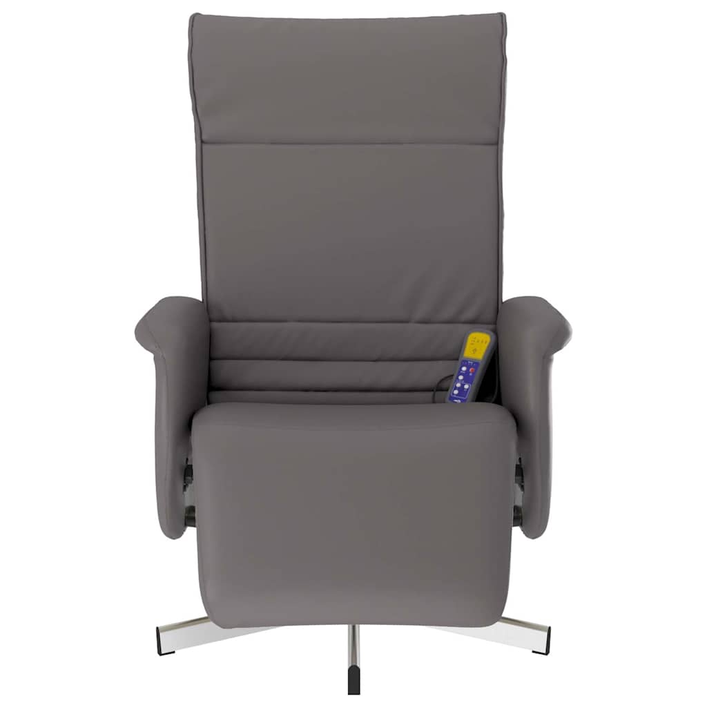 vidaXL Massagesessel mit Fußteil Grau Kunstleder