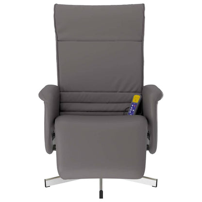 vidaXL Massagesessel mit Fußteil Grau Kunstleder