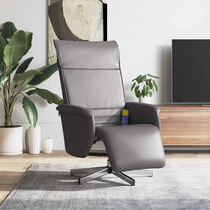 vidaXL Massagesessel mit Fußteil Grau Kunstleder