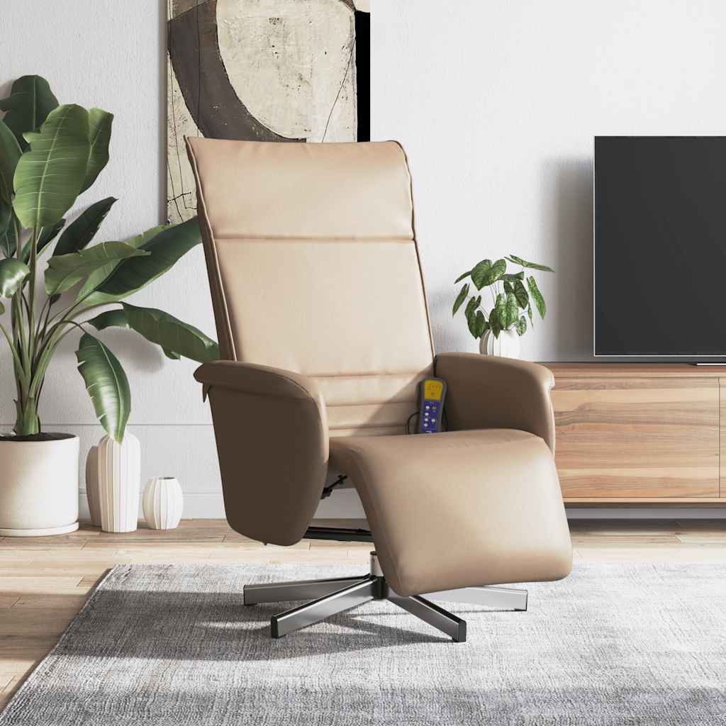 vidaXL Massagesessel mit Fußteil Cappuccino-Braun Kunstleder