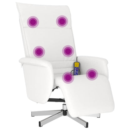 vidaXL Massagesessel mit Fußteil Weiß Kunstleder