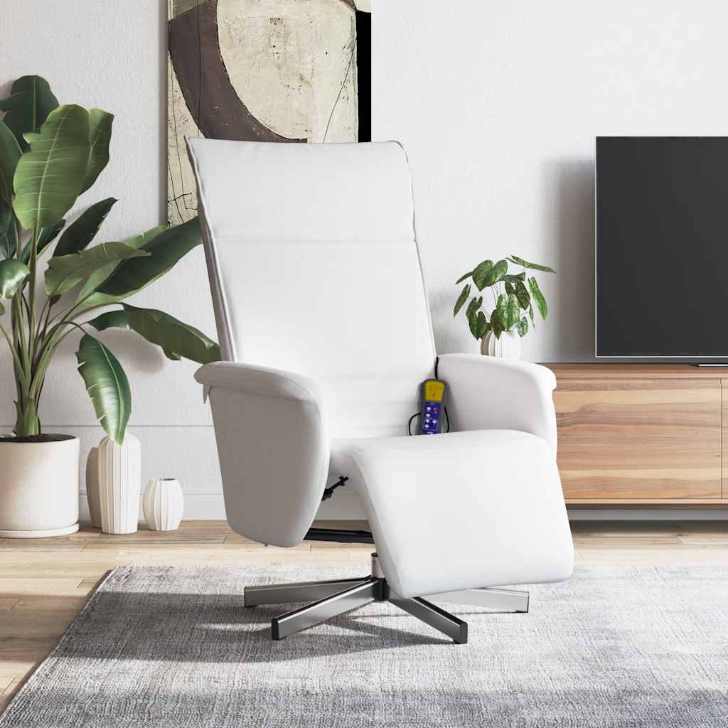 vidaXL Massagesessel mit Fußteil Weiß Kunstleder