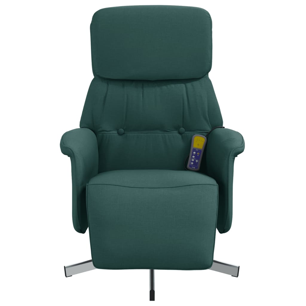 vidaXL Massagesessel mit Fußteil Dunkelgrün Stoff