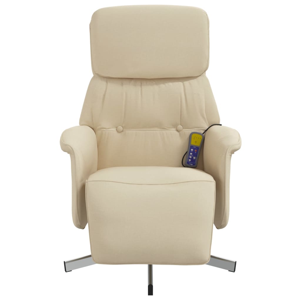 vidaXL Massagesessel mit Fußteil Creme Stoff