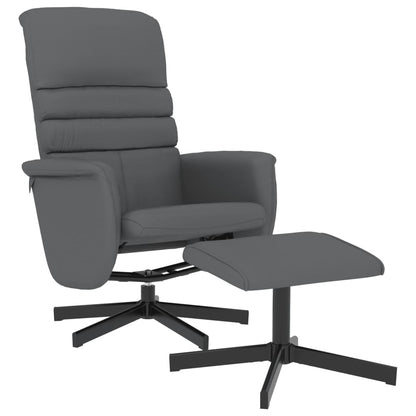 vidaXL Relaxsessel mit Fußhocker Grau Kunstleder