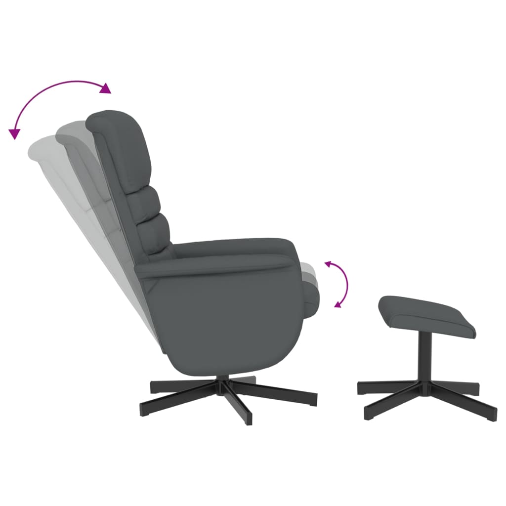 vidaXL Relaxsessel mit Fußhocker Grau Kunstleder
