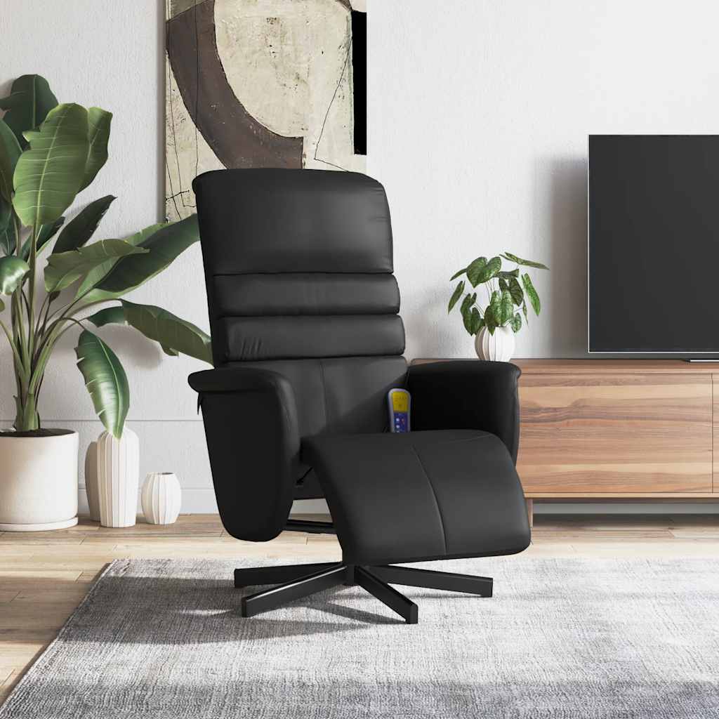 vidaXL Massagesessel mit Fußteil Schwarz Kunstleder