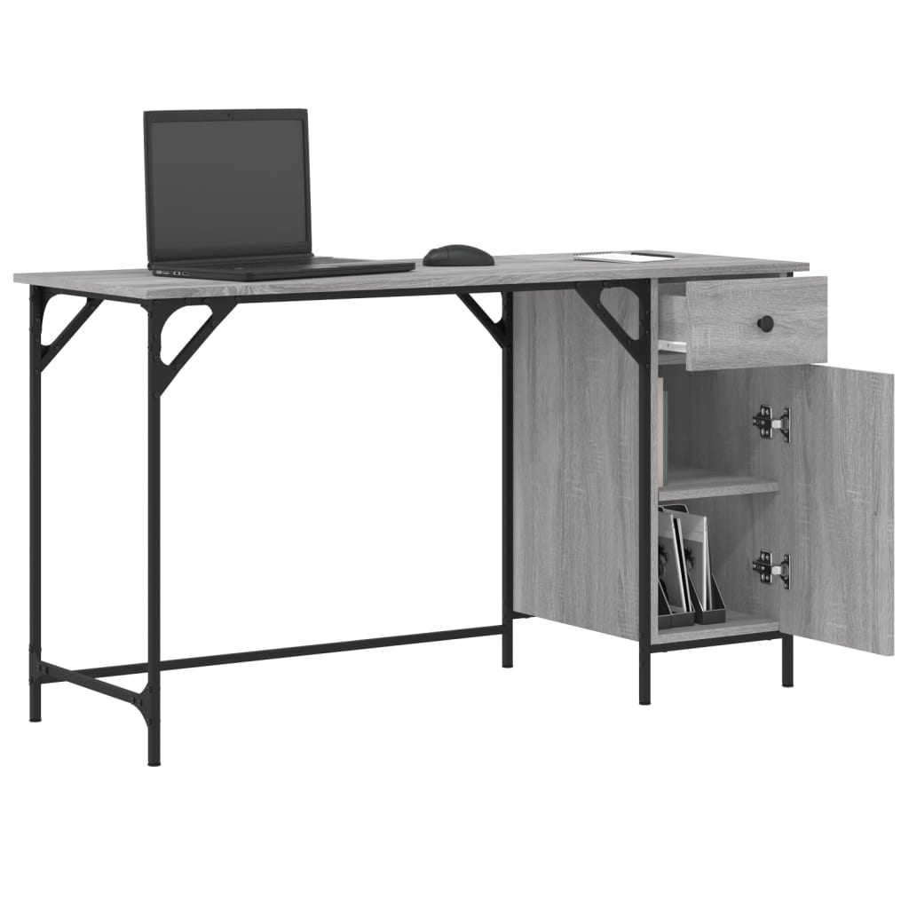 vidaXL Bureau Gris Sonoma 131x48x75 cm Bois d'ingénierie