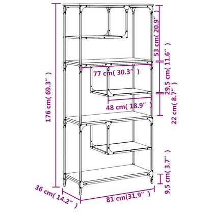 vidaXL Bücherregal Schwarz 81x36x176 cm Holzwerkstoff