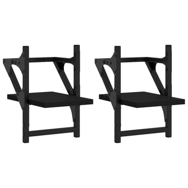 vidaXL Étagères murales avec tringles 2 pcs Noir 20x25x30 cm
