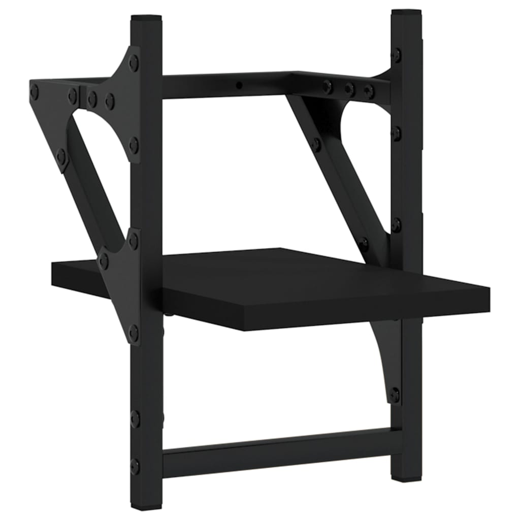 vidaXL Étagères murales avec tringles 2 pcs Noir 20x25x30 cm