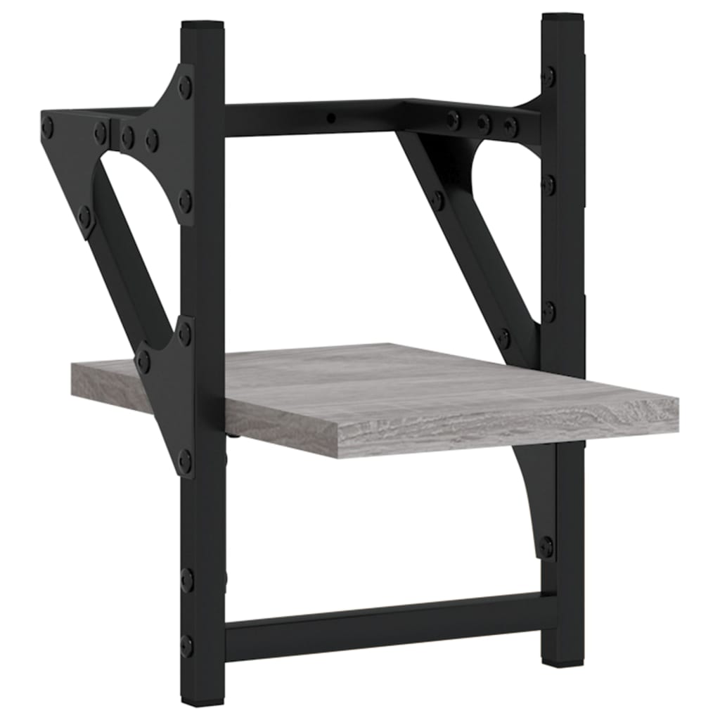 vidaXL Wandregale mit Stangen 2 Stk. Grau Sonoma 20x25x30 cm
