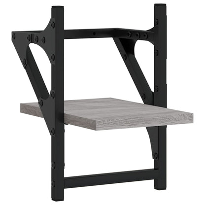 vidaXL Wandregale mit Stangen 2 Stk. Grau Sonoma 20x25x30 cm