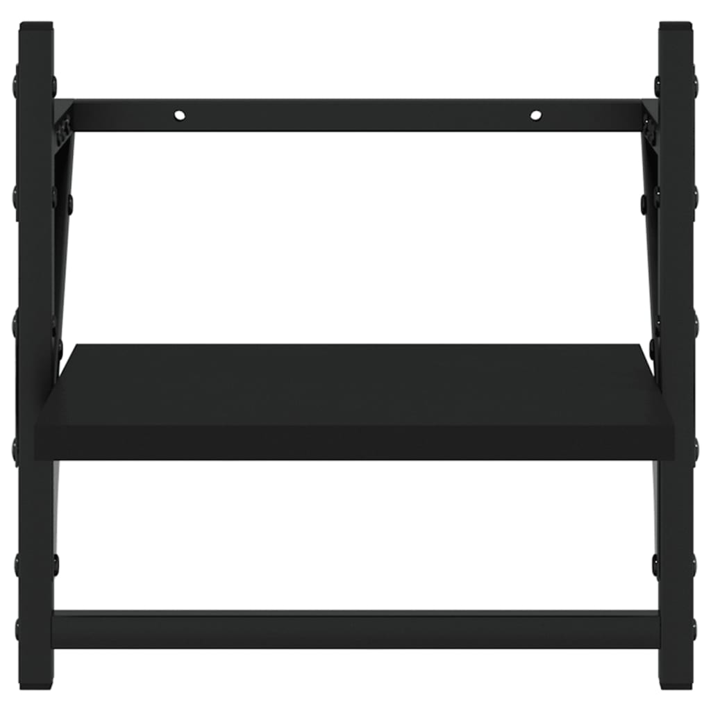 vidaXL Wandregale mit Stangen 2 Stk. Schwarz 30x25x30 cm