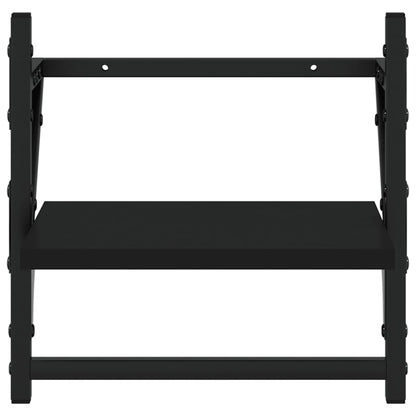 vidaXL Wandregale mit Stangen 2 Stk. Schwarz 30x25x30 cm