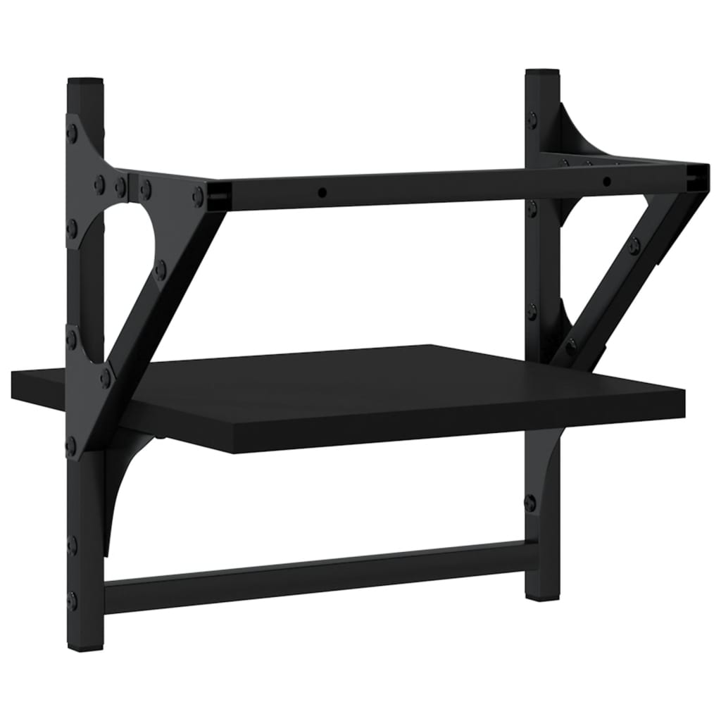 vidaXL Wandregale mit Stangen 2 Stk. Schwarz 30x25x30 cm