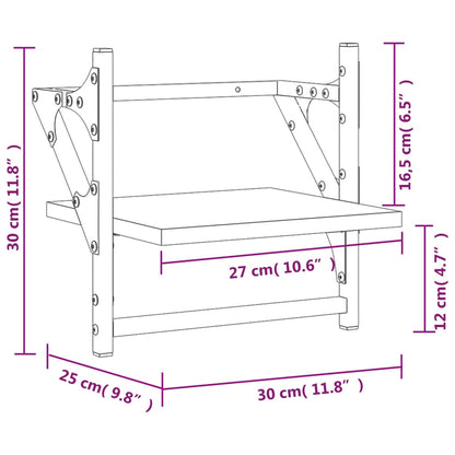 vidaXL Wandregale mit Stangen 2 Stk. Schwarz 30x25x30 cm