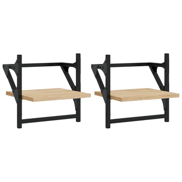 vidaXL Wandregale mit Stangen 2 Stk. Sonoma-Eiche 30x25x30 cm