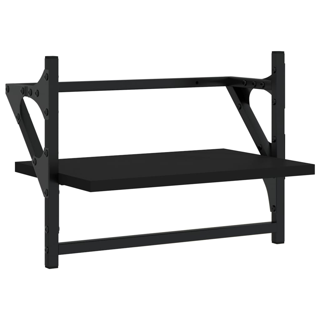 vidaXL Étagères murales avec tringles 2 pcs Noir 40x25x30 cm