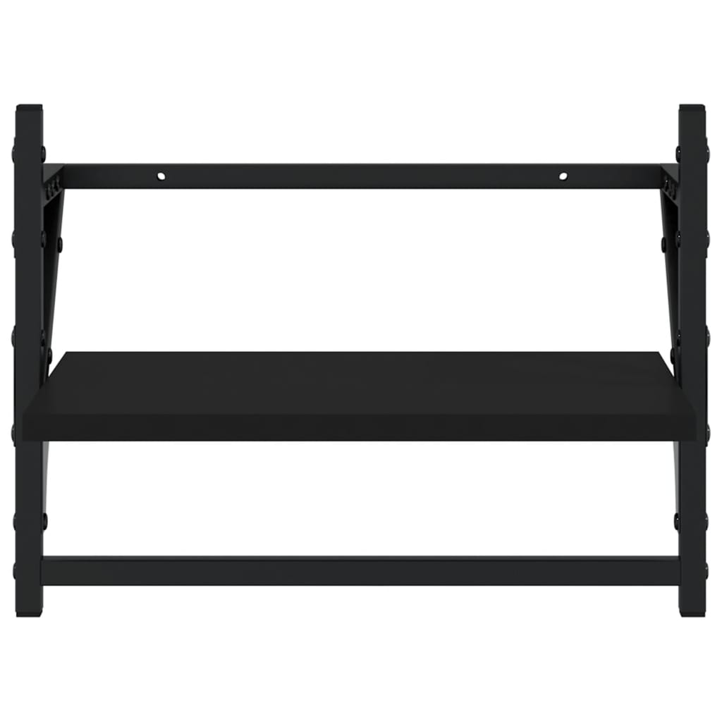 vidaXL Étagères murales avec tringles 2 pcs Noir 40x25x30 cm