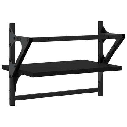 vidaXL Étagères murales avec tringles 2 pcs Noir 40x25x30 cm
