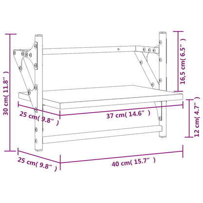 vidaXL Étagères murales avec tringles 2 pcs Noir 40x25x30 cm