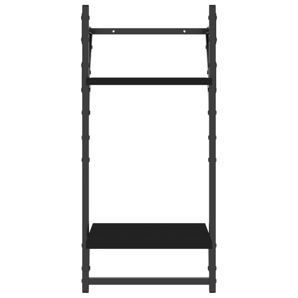 vidaXL Étagères murales à 2 niveaux et tringles 2 pcs Noir 30x25x65 cm