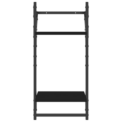 vidaXL Étagères murales à 2 niveaux et tringles 2 pcs Noir 30x25x65 cm