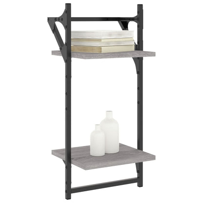 vidaXL Étagères murales à 2 niveaux et tringles 2 pcs Gris Sonoma 30x25x65 cm