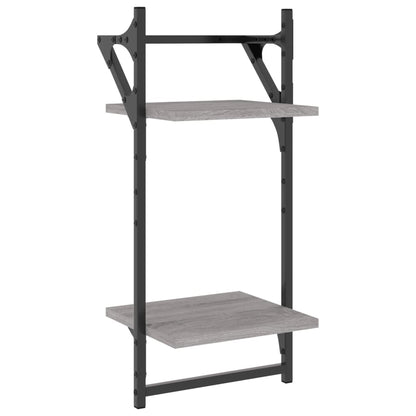 vidaXL Étagères murales à 2 niveaux et tringles 2 pcs Gris Sonoma 30x25x65 cm